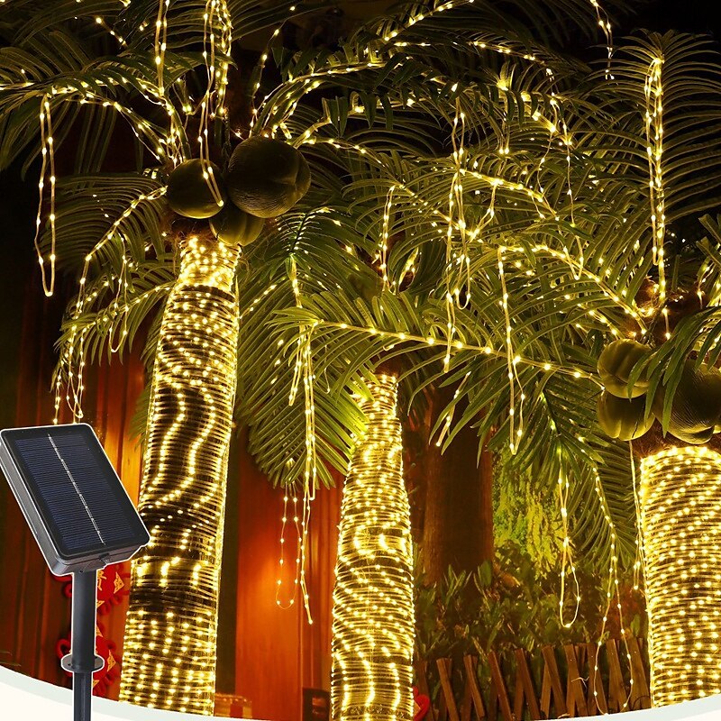 solcelle LED lysstreng med fjernkontroll, 100/200/300 led vanntette fe lys til jul, bryllup, hage, fest  & hageinnredning 2025 - $17.49 –P1