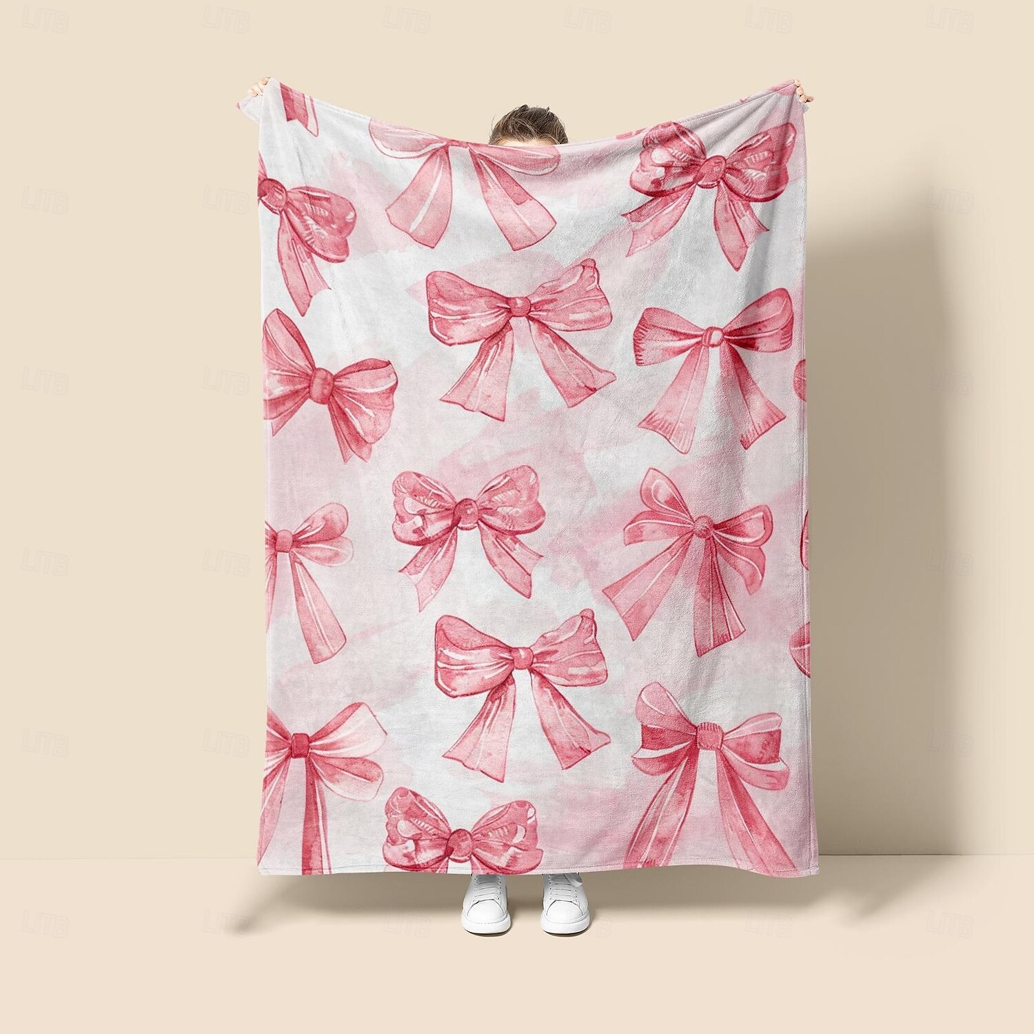 Pink Bow Blanket Soft and Cozy Throw with Elegant Bow Design Perfect for Adding a Touch of Charm and Comfort to Your Home Decor Ideal  Gift For Chirstmas Xms 2025 - $17.49 –P8