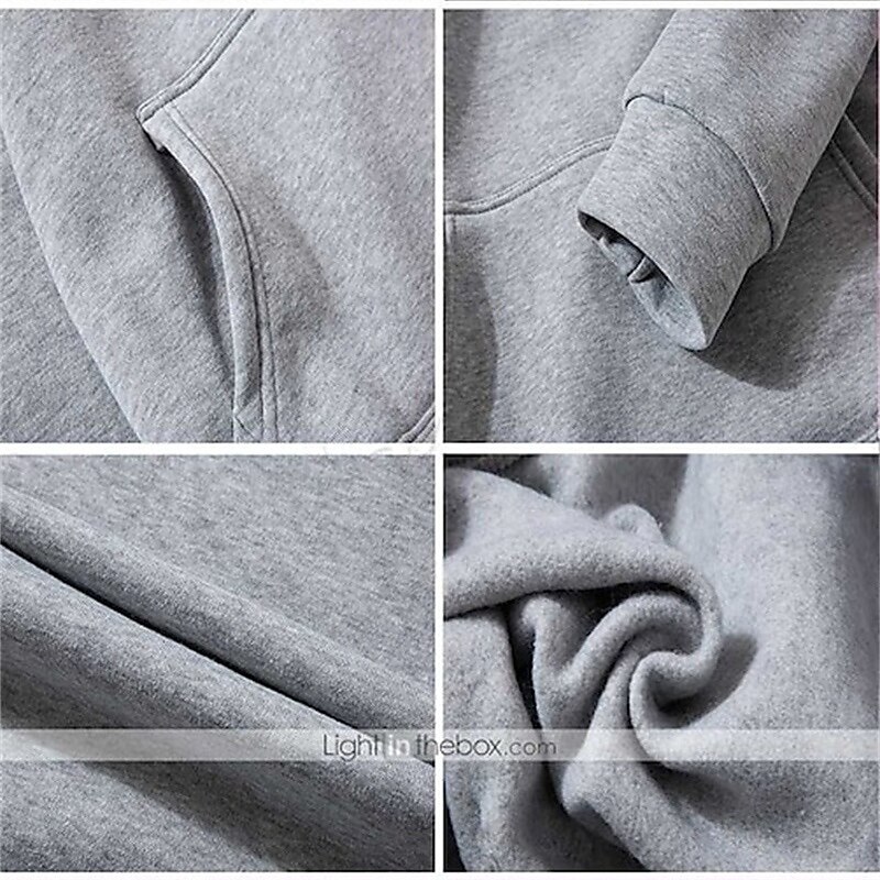 Hombre Sudadera Con Capucha Manga Larga Con Capucha Camiseta Al aire libre Mantiene abrigado Forro Polar Rutina de ejercicio Suave Invierno Poliéster Gris oscuro Negro Blanco Gimnasio Escalada 2025 - $11.59 –P2