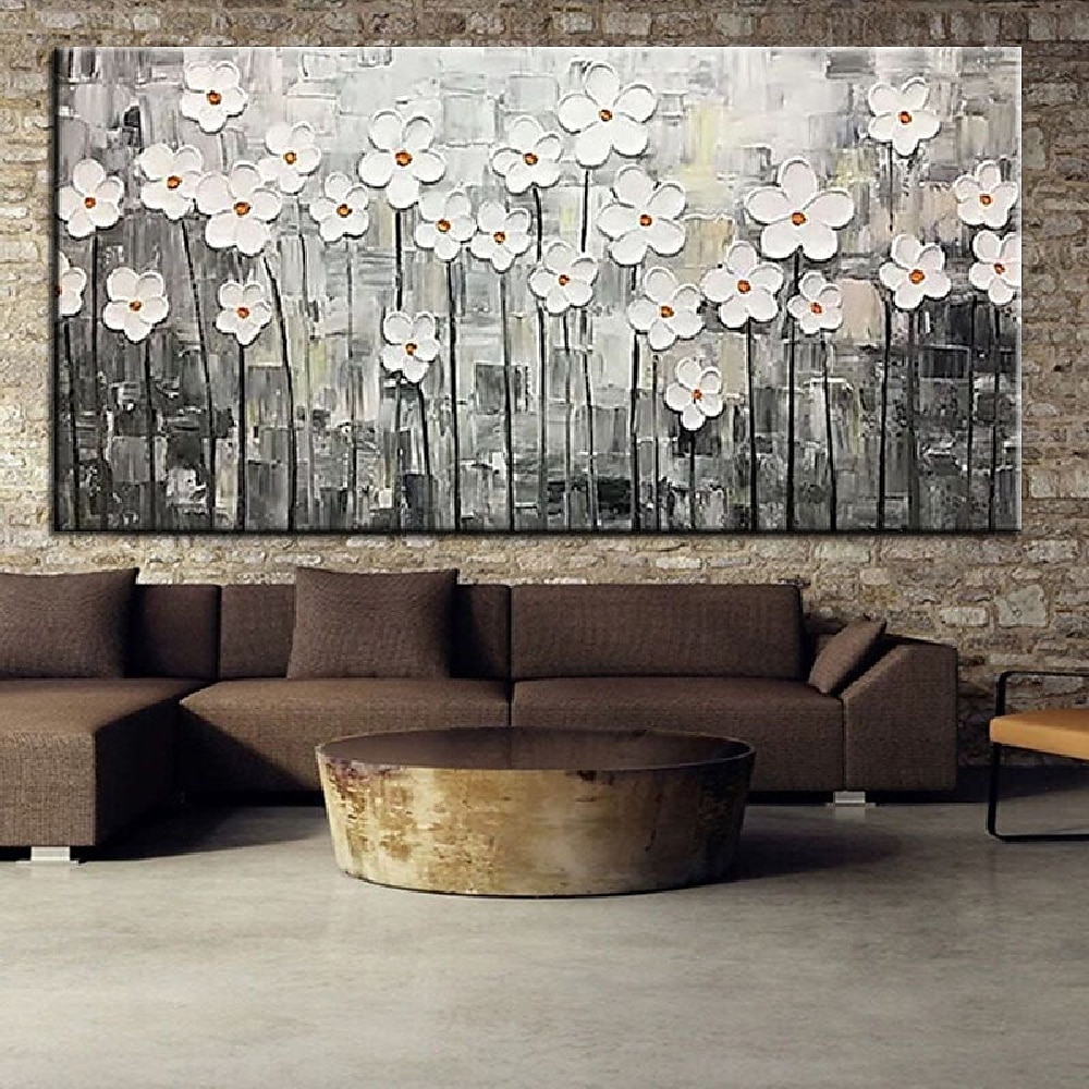 Ölgemälde handgemaltes 3D-Blumengemälde, handgefertigtes Palettenmesser, Blumen, Ölgemälde, Wandkunst, großes 3D-weißes Strukturgemälde, moderne dekorative Gemälde, Impressionismus, abstraktes weißes 2025 - $116.99 –P2