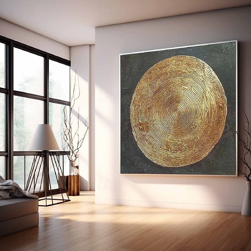 handgemalte 3D abstrakte Goldgemälde auf Leinwand handgemachte reich strukturierte Acrylmalerei moderne Wandkunst handgemaltes dickes Kunstwerk Foliengoldgemälde für Wohnzimmerwanddekoration 2025 - $125.99 –P7