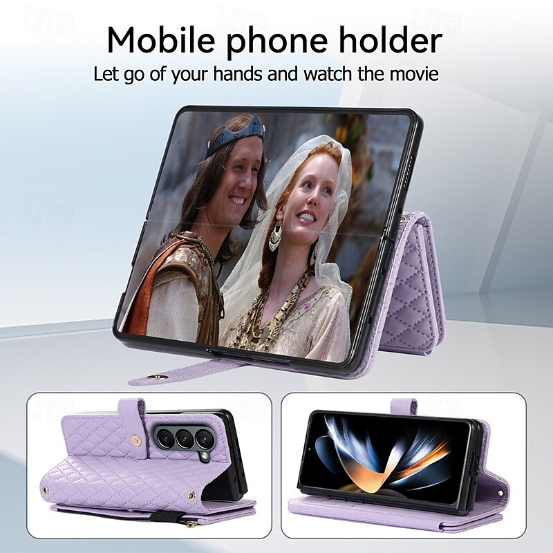 Phone Case For Z Fold 6 Z Fold 5 Z Fold 4 Z Fold 3 Flip Cover with Stand Holder Zipper with Wrist Strap Retro TPU PU Leather 2025 - $23.99 –P5