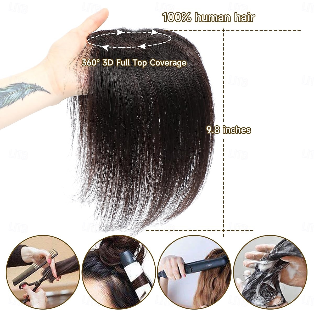 topper per capelli 9.8" topper per capelli umani per donne topper per capelli color castano scuro per capelli diradati topper per capelli umani 100% veri per donne del 2025 a $125.99 –P3
