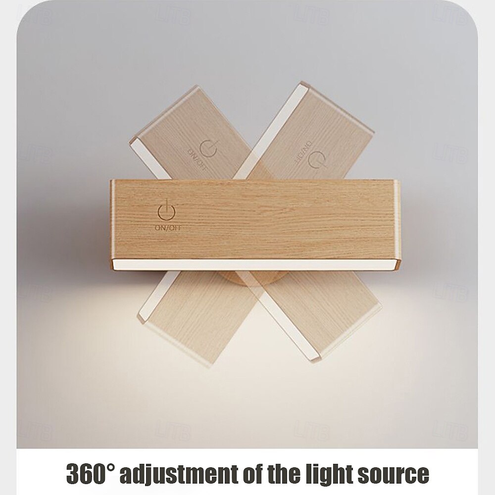 Nordic Wood Wall Lamp, 360° Rotating Dimmable Wall Sconce with Touchable Magnetic Cordless Mount for Bedroom & Reading 2025 - $50.99 –P9