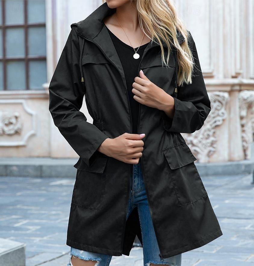 Damen Freizeitjacke Strasse Freizeitskleidung Herbst Winter Standard Mantel Lockere Passform Stilvoll Brautkleider schlicht Jacken Langarm Feste Farbe Full Zip Schwarz Hellgrau Grün 2025 - $41.99 –P3