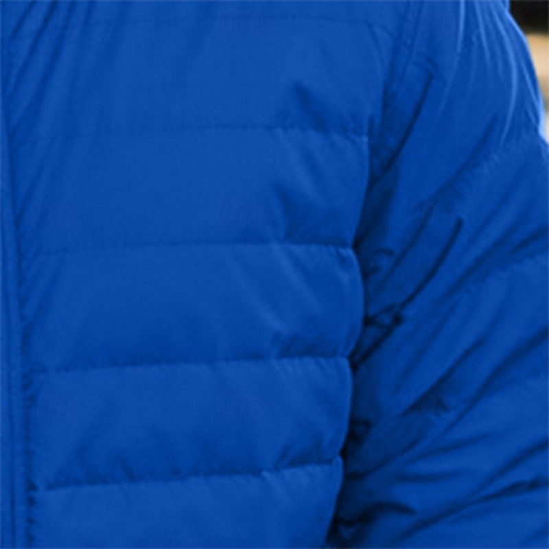 Per uomo piumino Piumino Cerniera Tasche Esterno Regali di Natale Interni Standard Classico Tenere al caldo Antivento Traspirante Inverno Autunno Tinta unica Nero Rosso Blu marino Blu reale Piumino del 2025 a $48.99 –P4