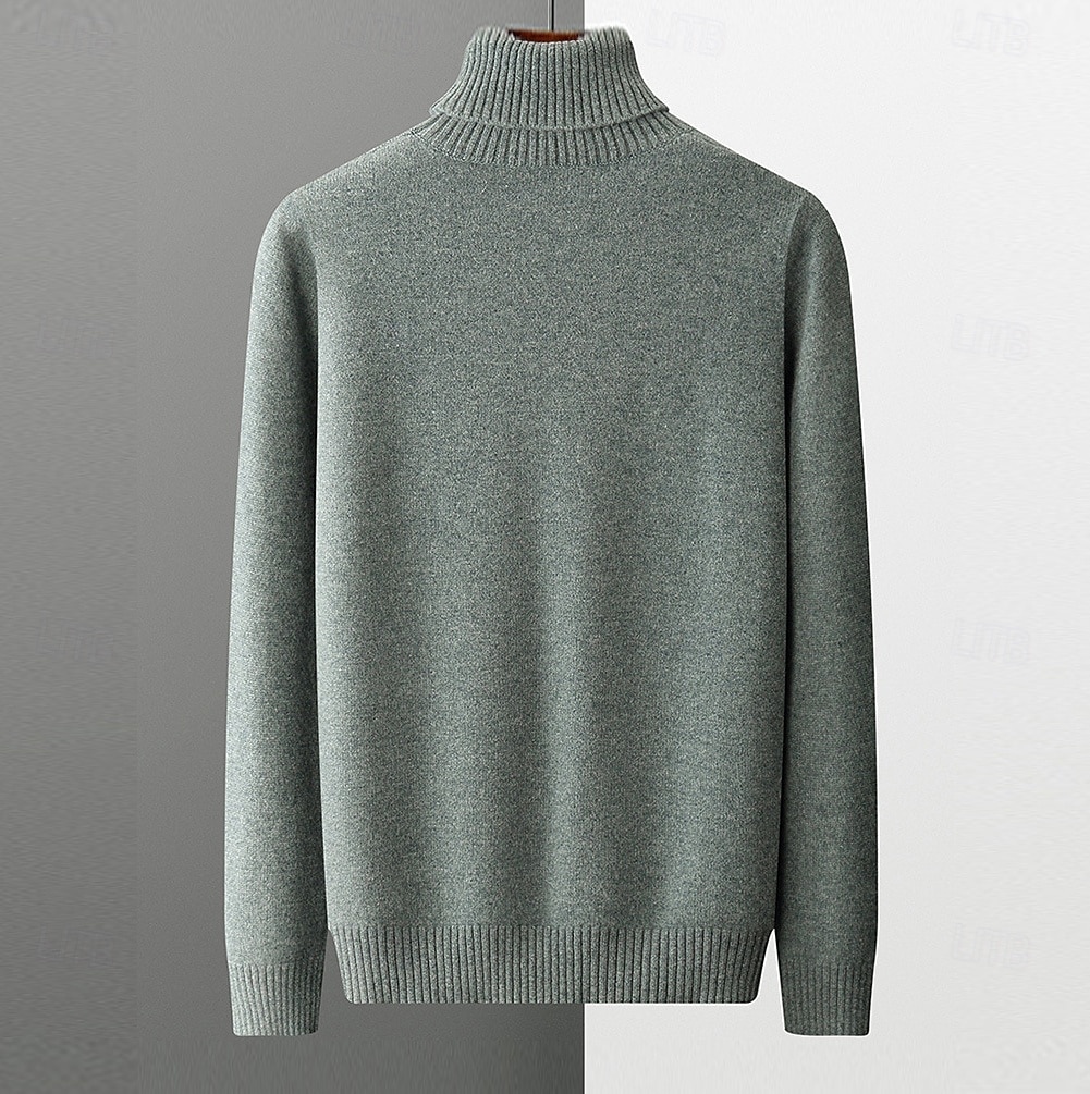 Herr Polotröja Sticka Ensfärgat Polokrage Stickat Elegant Jul Utomhus Kläder Höst Vinter Svart Vit S M L 2025 - $75.99 –P4