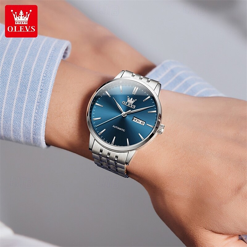 New Olevs Olevs Brand Light Luxury Men'S Business Watch Calendar Week Display Simple Leisure Automatic Mechanical Watch Waterproof Sports Men'S Wristwatch 2025 - $92.99 –P12