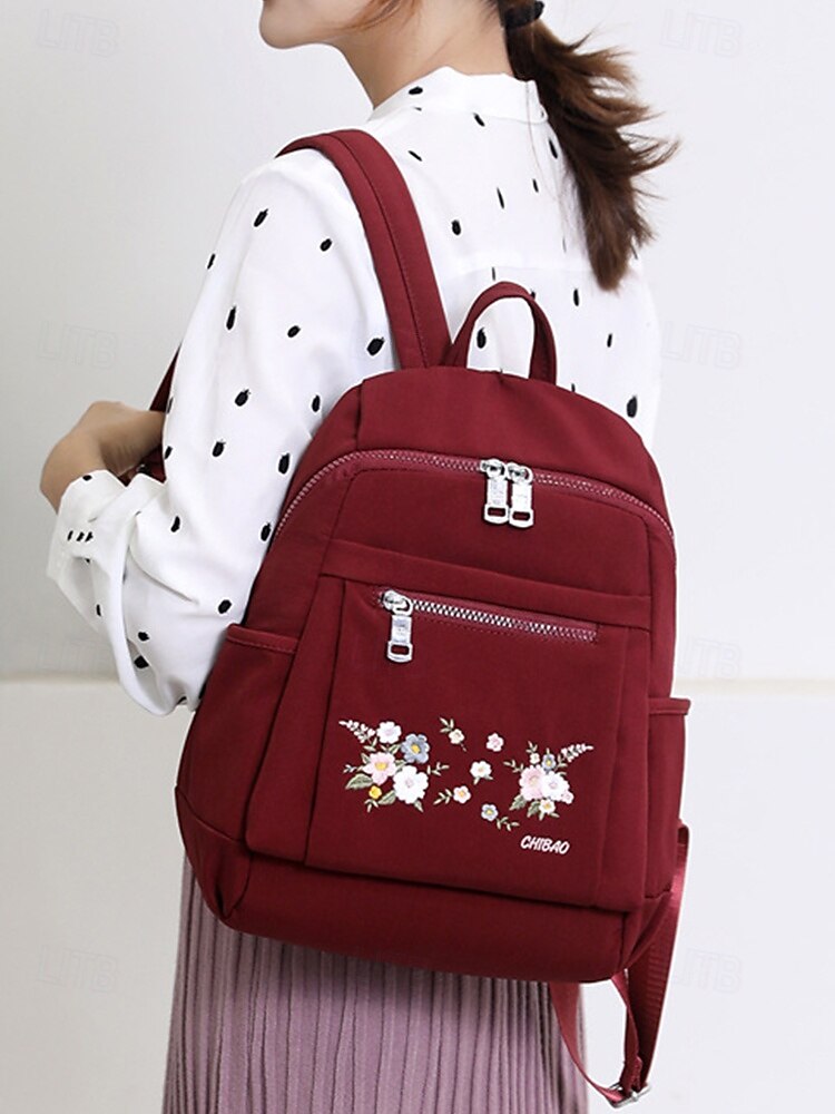damski plecak z haftem kwiatowym – swobodny płócienny design z wieloma kieszeniami, idealny do podróży i codziennego użytku 2025 - $34.99 –P1