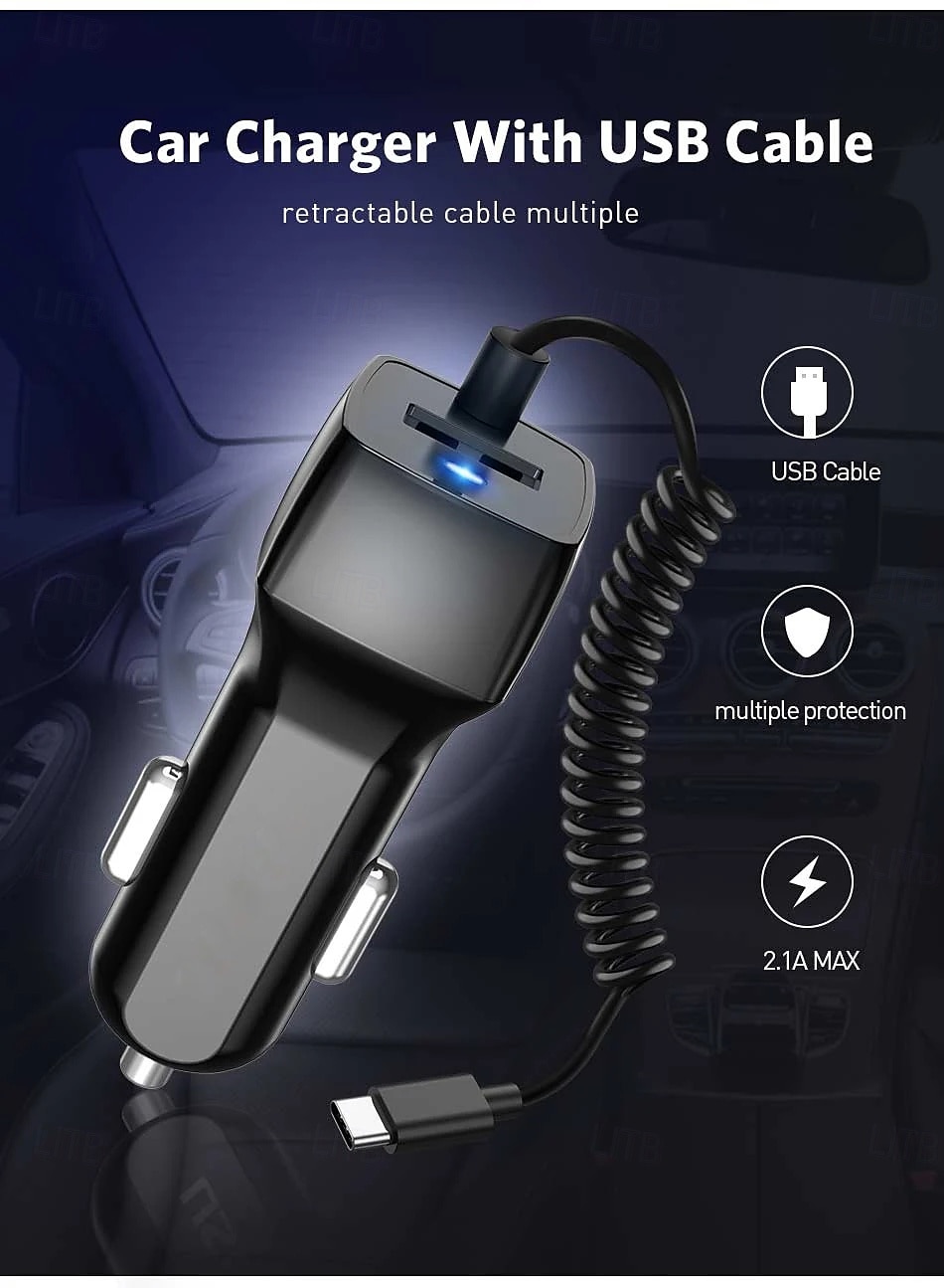 Spring USB Car Charger With Micro USB Type C Cable Fast Charging Quick Charge QC3.0 Car Charger 2025 - $17.99 –P1