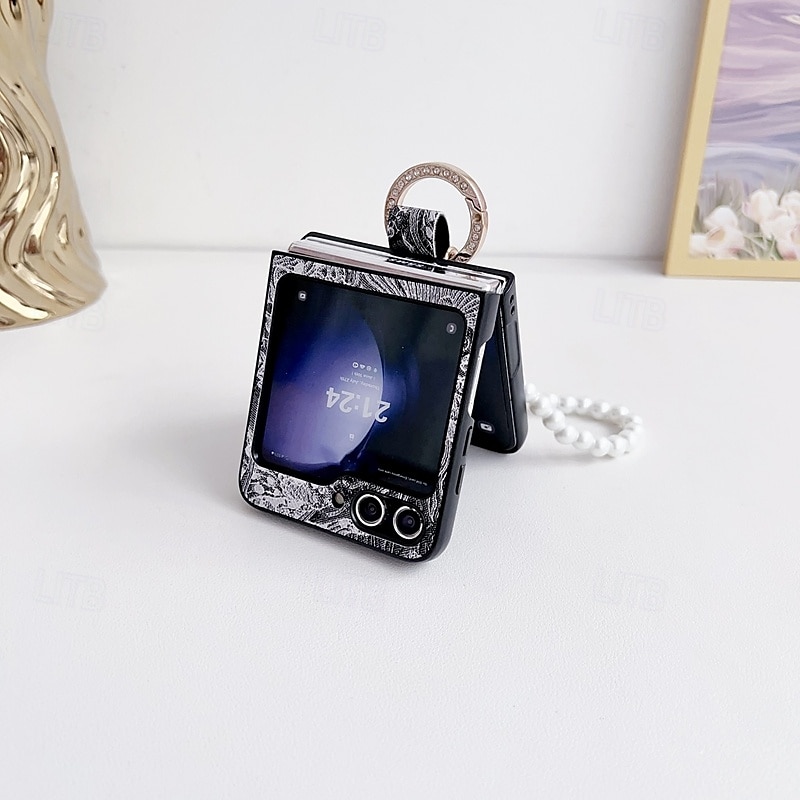 Phone Case For Samsung Galaxy Z Flip 7 Z Flip 6 Z Flip 5 Z Flip 4 Z Flip 3 Back Cover with Wrist Strap Shockproof Retro PC PU Leather 2025 - $20.99 –P3