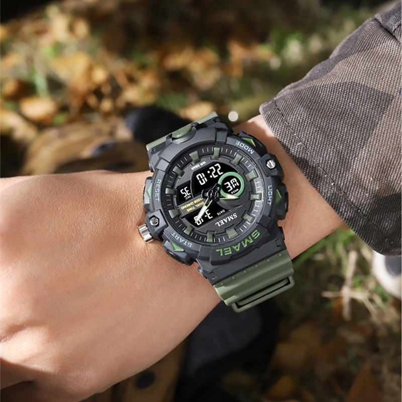 Reloj electrónico de cuarzo Smael de nueva moda para hombre, con decoración deportiva y de ocio, luz nocturna, resistente al agua, calendario, pantalla semanal, reloj despertador para hombre 2025 - $27.99 –P9