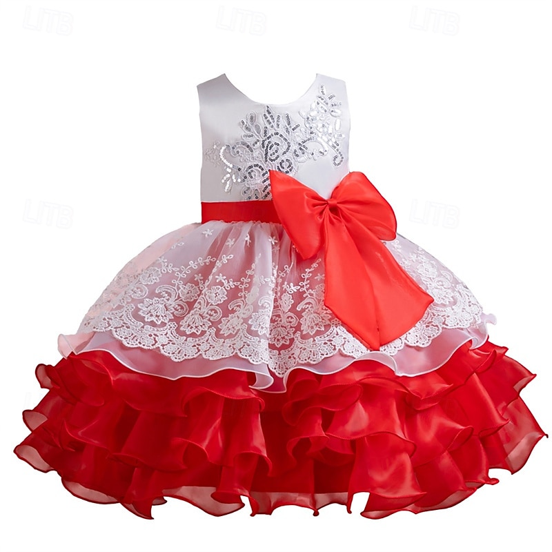 kinderkleidung Mädchen Cosplay-Kleid Party Kleid Farbblock Ärmellos Leistung Weihnachten Gitter Rückenfrei Patchwork Schön Süß Polyester Maxi abendkleider Schaukelkleid Tüll-Kleid Winter 4-12 Jahre 2025 - $41.99 –P12