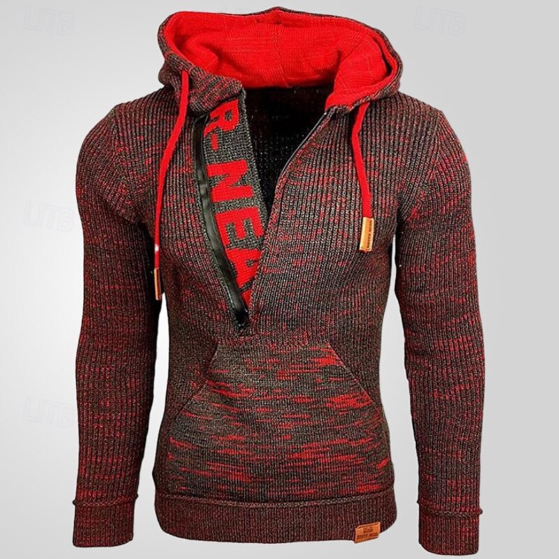 Homme Pull Pull en tricot A côtes Tricoter Normal Demi-zip Tricoté Bloc de couleur Capuche Mode basique Usage quotidien Rendez-vous Vêtement Tenue Automne hiver Noir Jaune S M L de 2025 ? $37.99 –P10