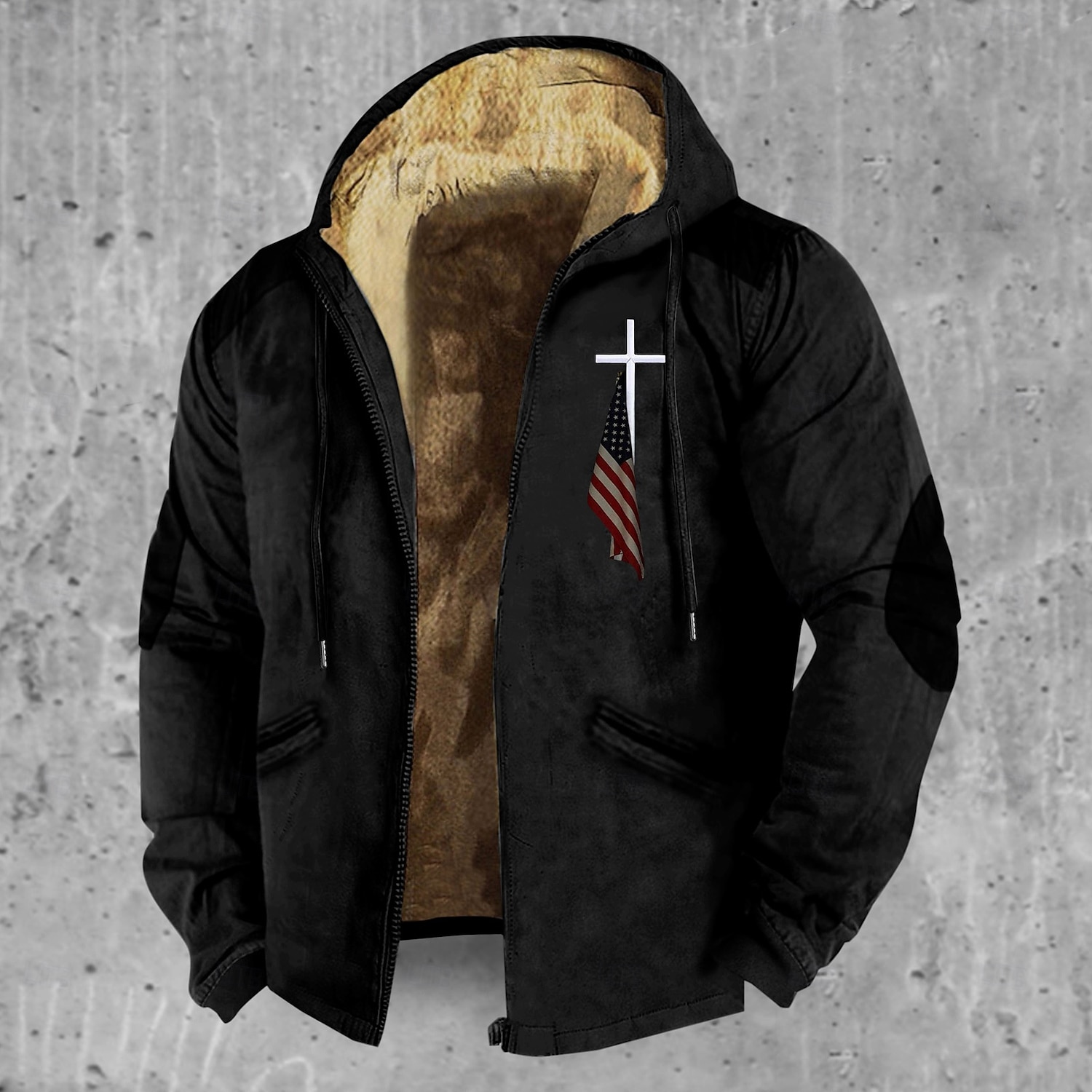 Herren Sweatjacke Kapuzenshirt mit durchgehendem Reißverschluss Fuzzy-Sherpa Fleecejacke Fleece-Hoodie Schwarz Armeegrün Blau Braun Khaki Mit Kapuze Graphic Reißverschluss Zip Tasche Sport & Natur 2025 - $42.99 –P1