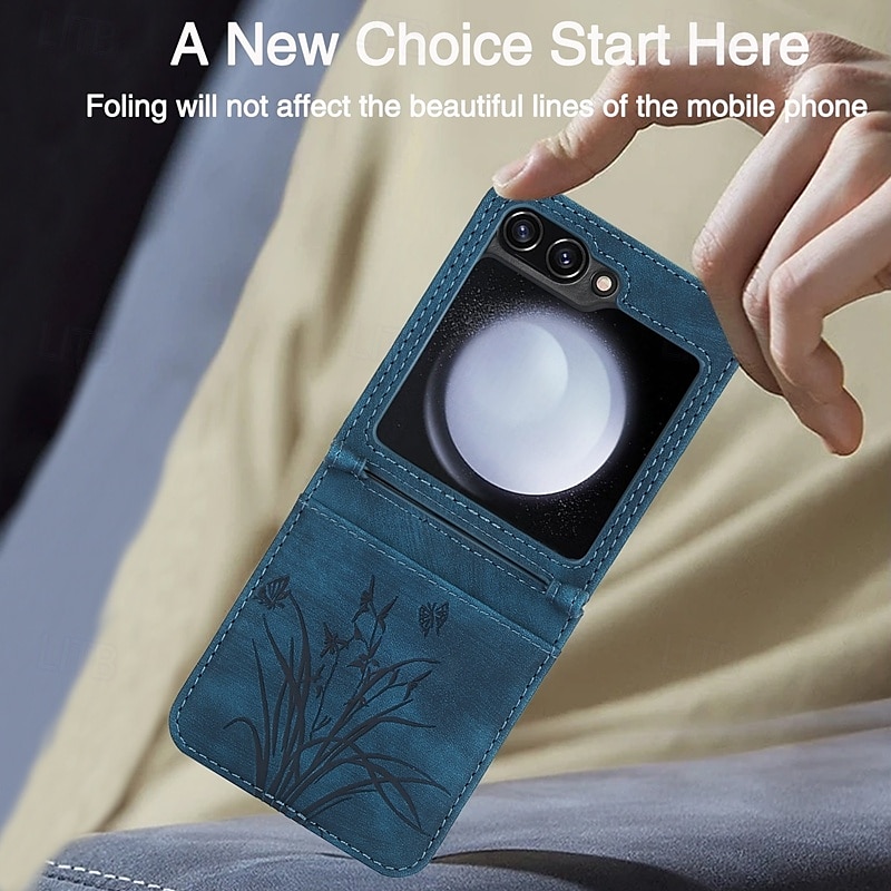 Phone Case For Z Flip 7 Z Flip 6 Z Flip 5 Z Flip 4 Z Flip 3 Back Cover with Stand Holder Card Slot Shockproof Retro TPU PU Leather 2025 - $15.99 –P11