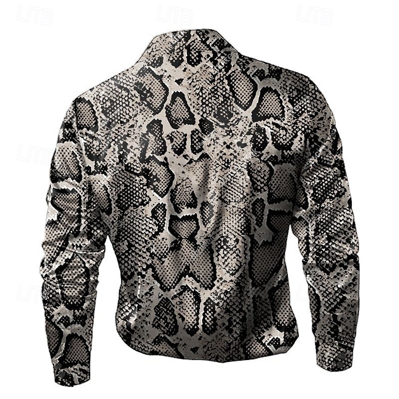 Herr Serpentin Casual skjorta Knapp upp skjorta Långärmad Mode Casual Fest Ledigt Vår Höst Vinter Hög krage Mörkgrå 2025 - $27.99 –P2