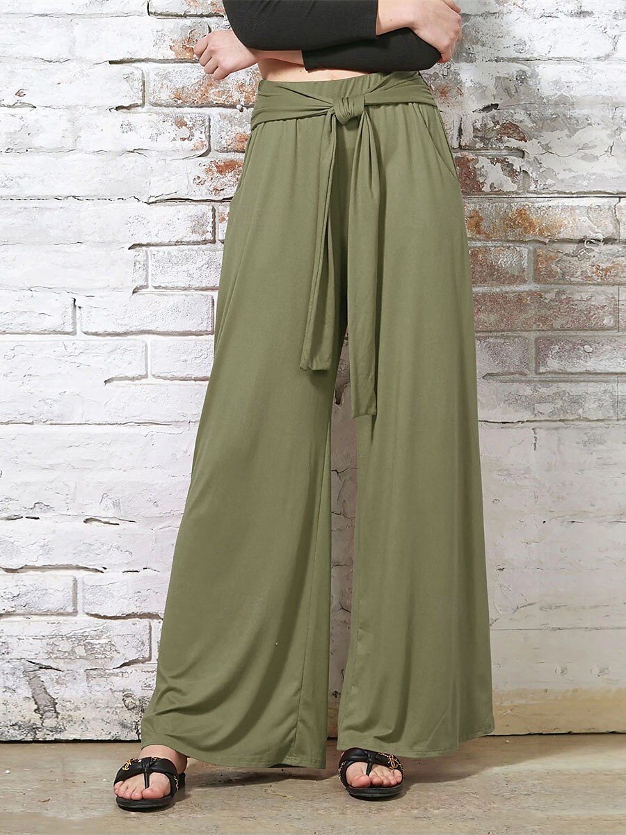 Per donna A zampa Chino Di tendenza Lunghezza intera Vita alta Liscio Tasche Cinturino elastico comodo Morbido Comodo Media elasticità Esterno Strada Cachi Verde militare Grigio Autunno Morbido del 2025 a $24.99 –P12