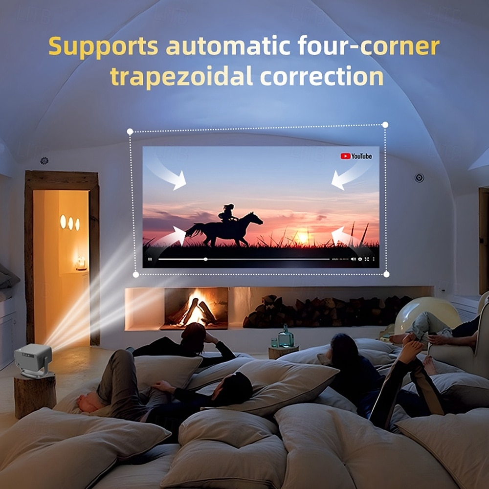P20pro Smart Mini Projector 3500Lumens 5G Dual Band WiFi Bluetooth 5.1 HD 1080P LED Android 13 Automatic Correction Projector 2025 - $196.99 –P5