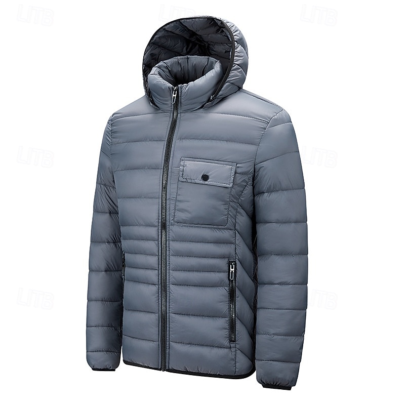 Муж. Зимняя куртка Пуховик На подкладке Карман Капюшон Полиэстер Карман на открытом воздухе Свидание На каждый день Обычная Мода На каждый день Сохраняет тепло С защитой от ветра Зима 2025 - $49.99 –P5