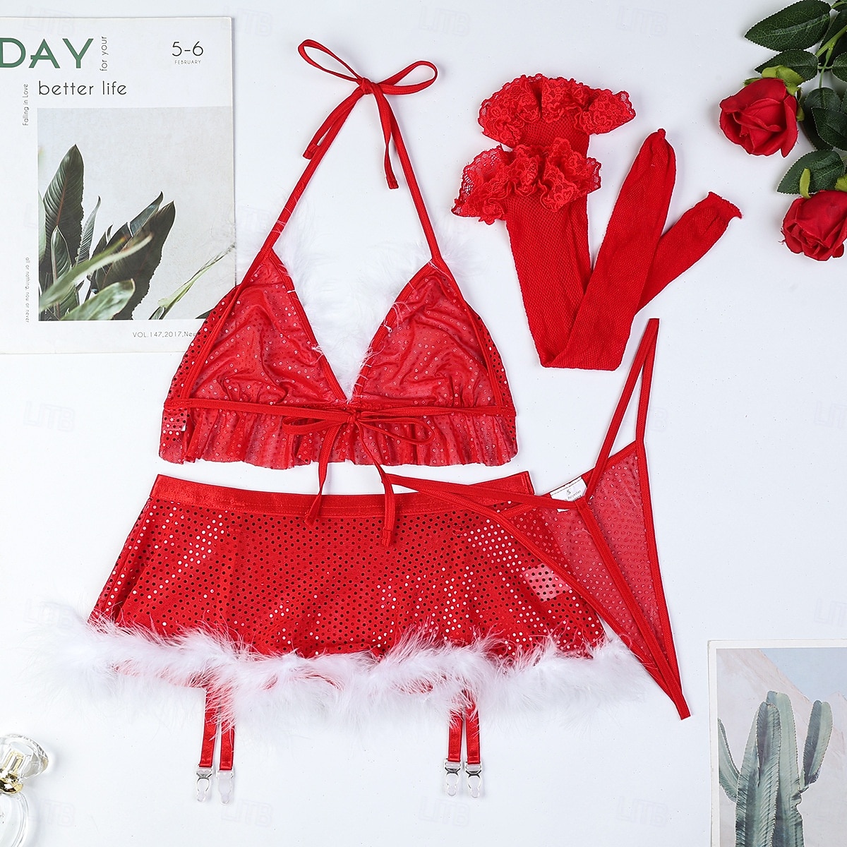 Mikulás Mrs.Claus Babydoll Alsónemű Pizsamák Karácsonyi pizsama Szexi karácsonyi jelmezek Női Karácsony Újév szenteste Karácsony Felnőttek Karácsony Szoknyák Melltartó Zoknik 2025 - $24.99 –P7
