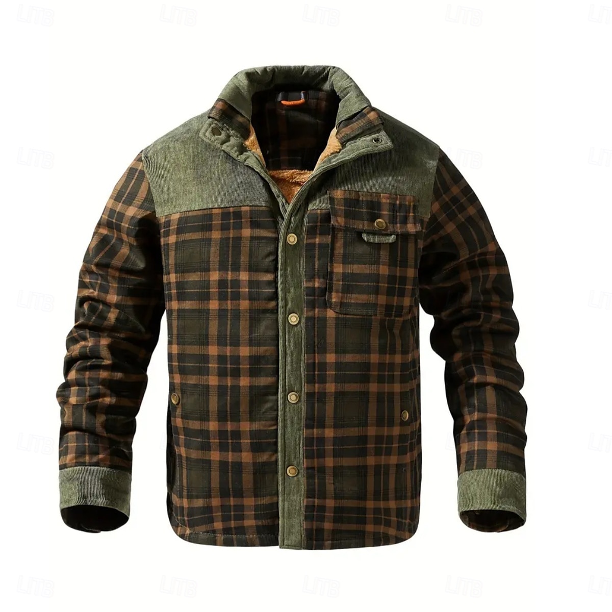 Herren Hemdjacke Fleecejacke Shacket Formal Heim warm halten Tasche Winter Frühling & Herbst Gitter / Plaid Vintage Modisch Hemdkragen Standard Armeegrün Jacken 2025 - $85.99 –P3