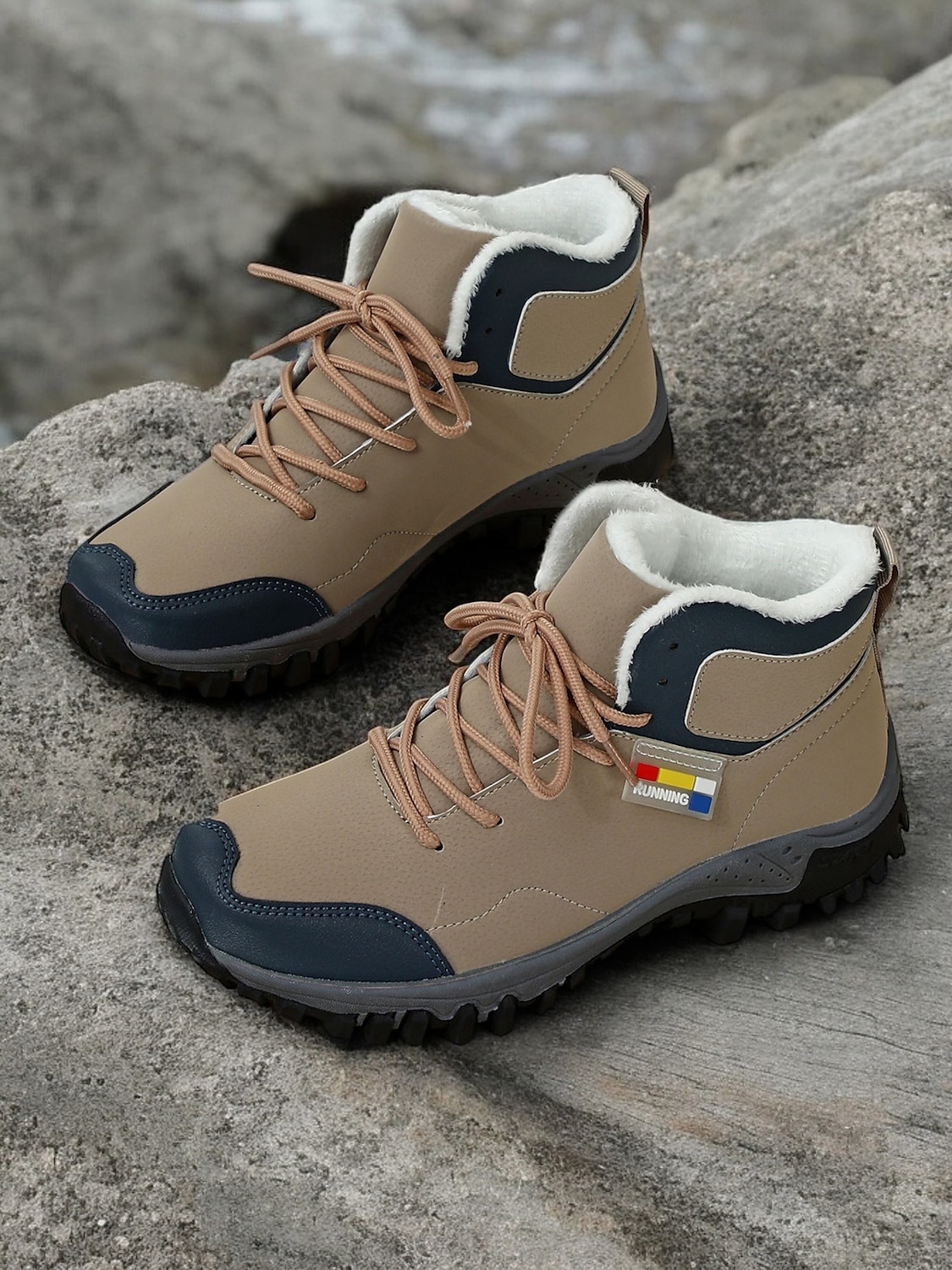 scarponi da trekking da donna color cuoio con fodera in pile, design impermeabile e suola robusta, ideali per trekking con tempo freddo e avventure invernali del 2025 a $46.99 –P7