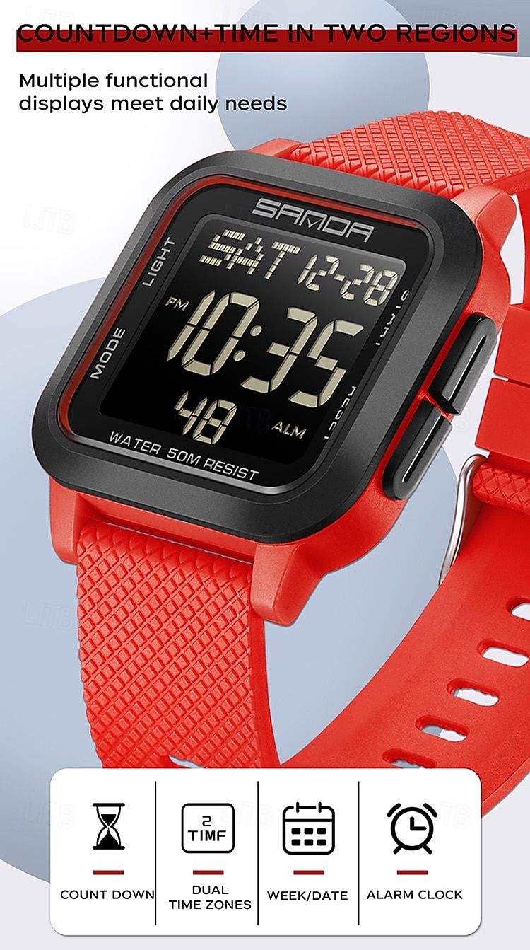 SANDA Men Digital Watch Sports Fashion Casual Business Luminous Alarm Clock Waterproof Decoration TPU Watch 2026 - $26.99 –P2