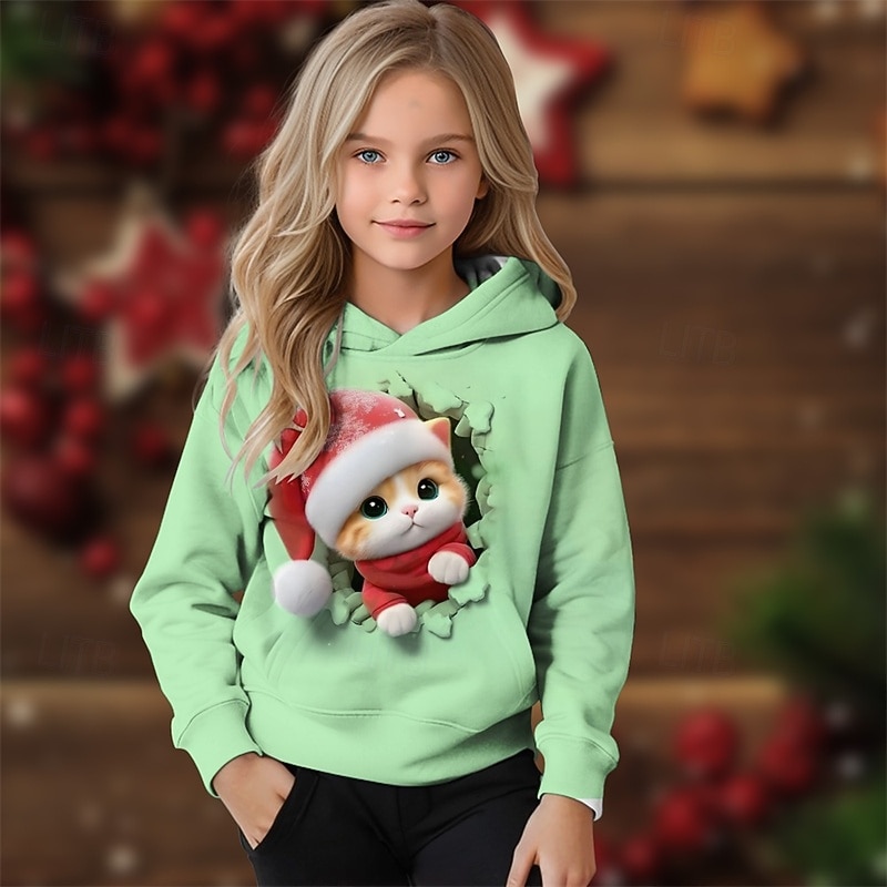 Crăciun Fete 3D Grafic Om de Zăpadă Hanorac cu Glugă Manșon Lung Toamnă Iarnă Modă Adorabil De Bază Poliester Copii 4-12 ani Capișon În aer liber Casual Zilnic Fit regulat 2025 - $16.99 –P2