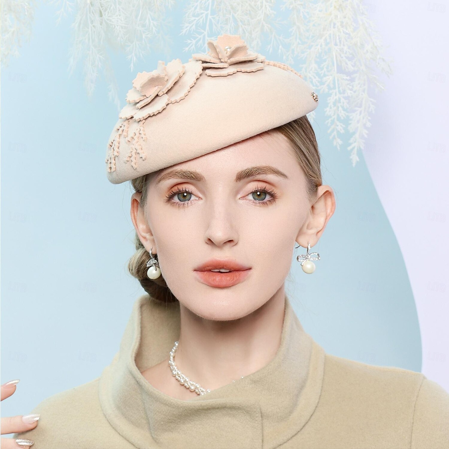 kapelusze 100% wełniany kapelusz fedora kapelusz spodek ślub koktajl elegancki ślub z kwiatowym czystym kolorem nakrycie głowy nakrycie głowy 2025 - $35.99 –P1