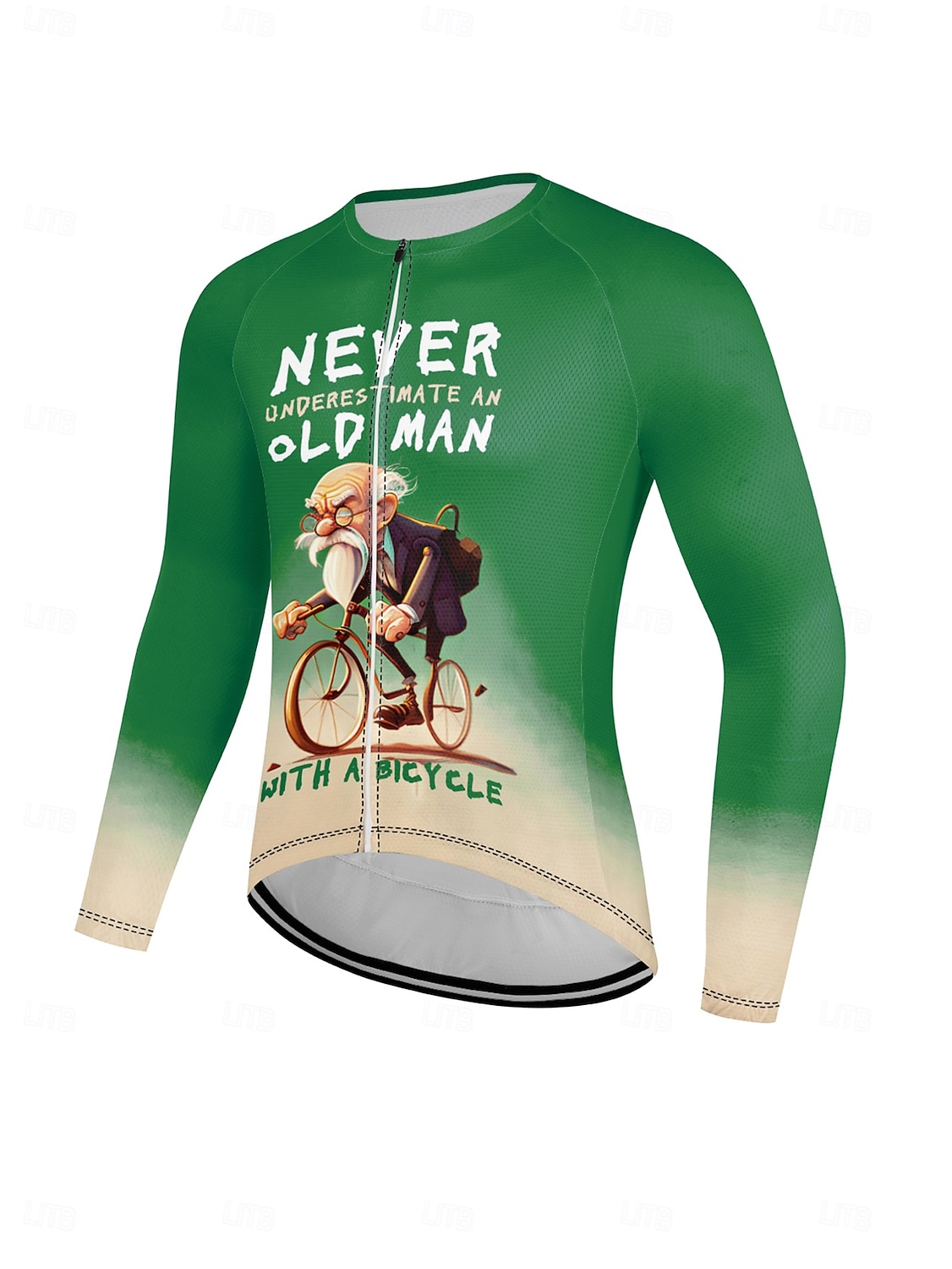 heren fietsshirt lange mouw fietsshirt met 3 achterzakken antislipband snel drogende reflecterende strepen achterzak blauwe sportkleding 2025 - $32.99 –P5
