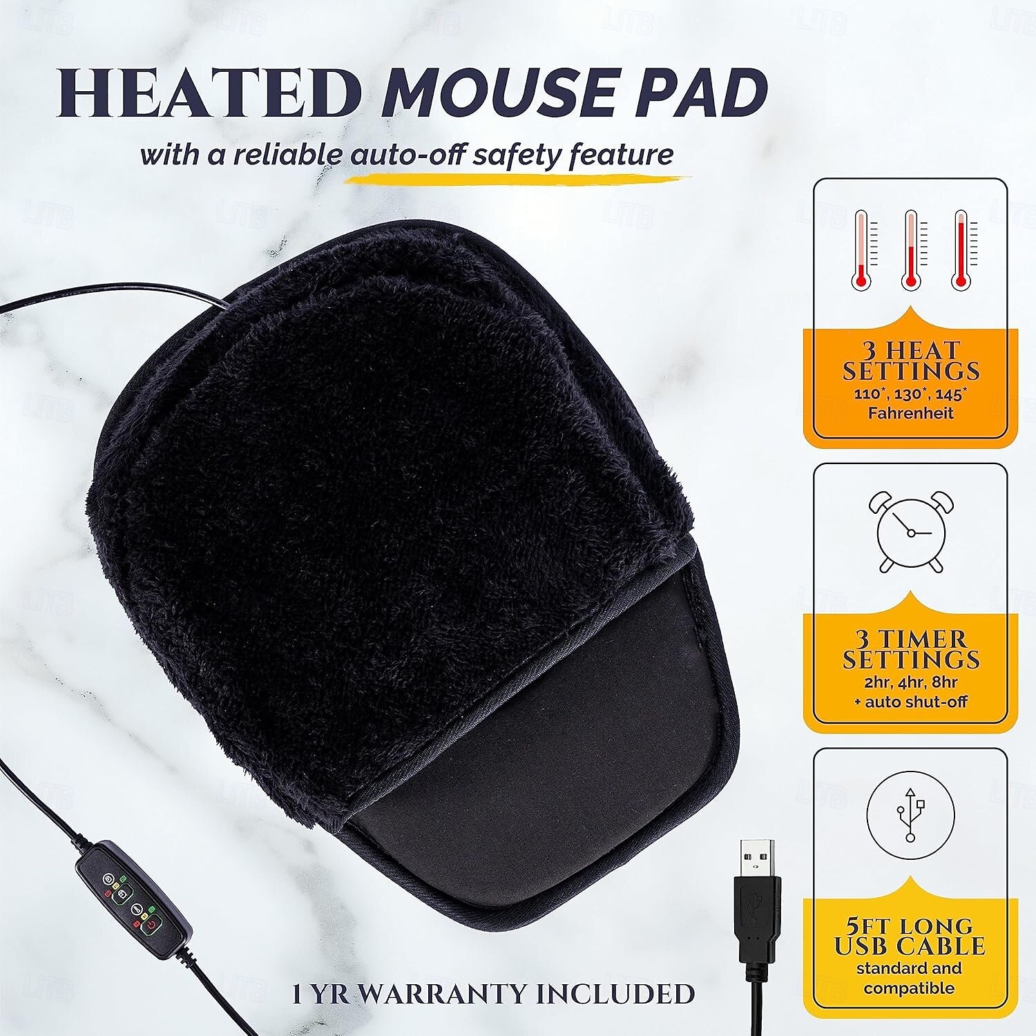 USB Heated Mouse Pad Hand Warmer 3 Temperatures/Time Limits Controller Included Works with All PC Mice Makes a Great Gift 2025 - $31.99 –P1