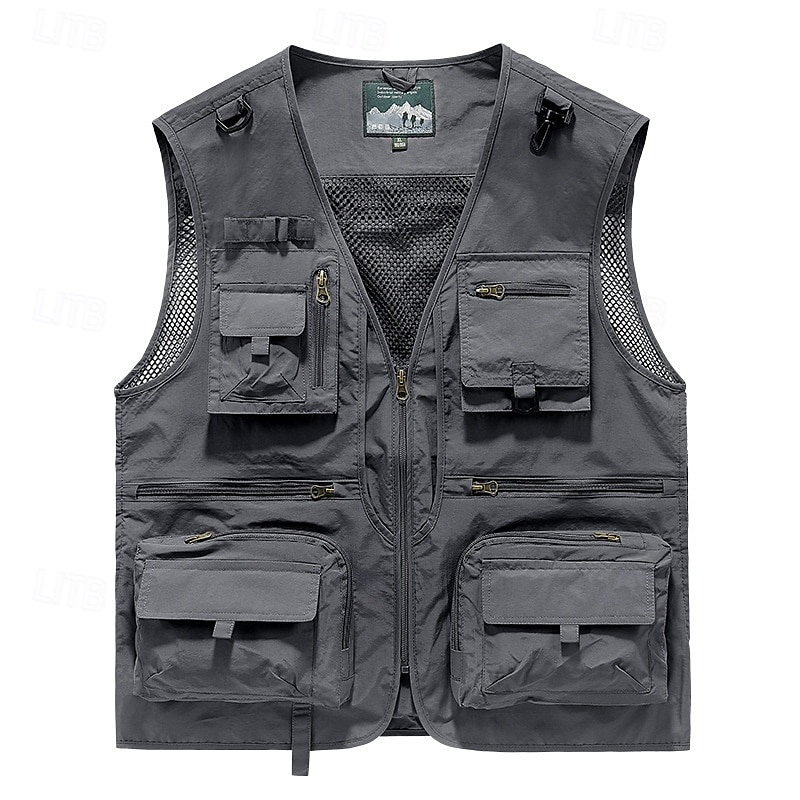 Men's Hiking Vest Hiking Fleece Vest Sleeveless Vest Outdoor Breathable Comfortable Pocket Polyester Black White Army Green Hunting Fishing Climbing 2025 - $35.99 –P11