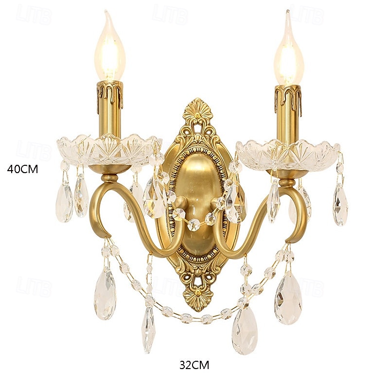 arandelas de parede de prisma de cristal vintage latão dupla luminária de parede luminárias iluminação decoração de parede arandelas de cobre 110-240v 5w de 2025 por $144.99 –P1
