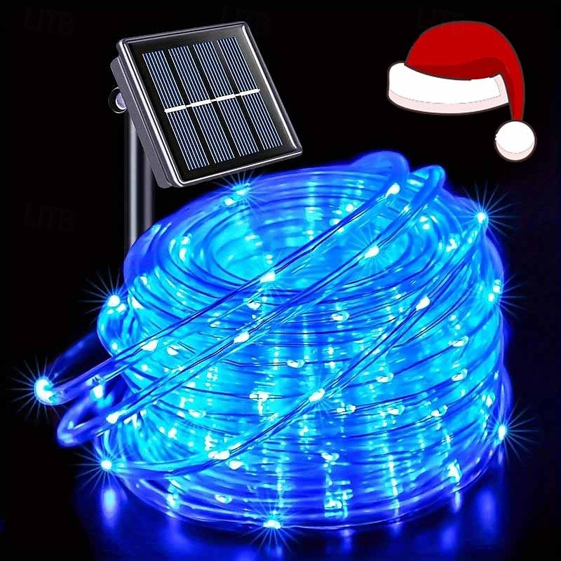 7m-50leds/12m-100leds/22m-200leds świąteczna zewnętrzna lampa solarna na balkon, dziedziniec, ogrodzenie, schody, świąteczna atmosfera, dekoracyjny sznur świetlny 2025 - $12.49 –P10