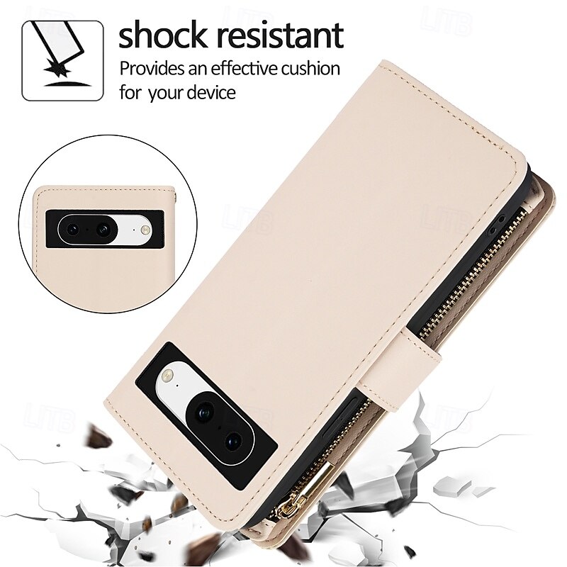 Phone Case For Pixel 9 Pro Pixel 9 Pro XL Pixel 8 Pro Pixel 8 Pixel 9 Pixel 7 Pixel 7 Pro Pixel 6 Pixel 6 Pro Back Cover with Stand Holder Zipper with Lanyard Retro TPU PU Leather 2025 - $21.99 –P8