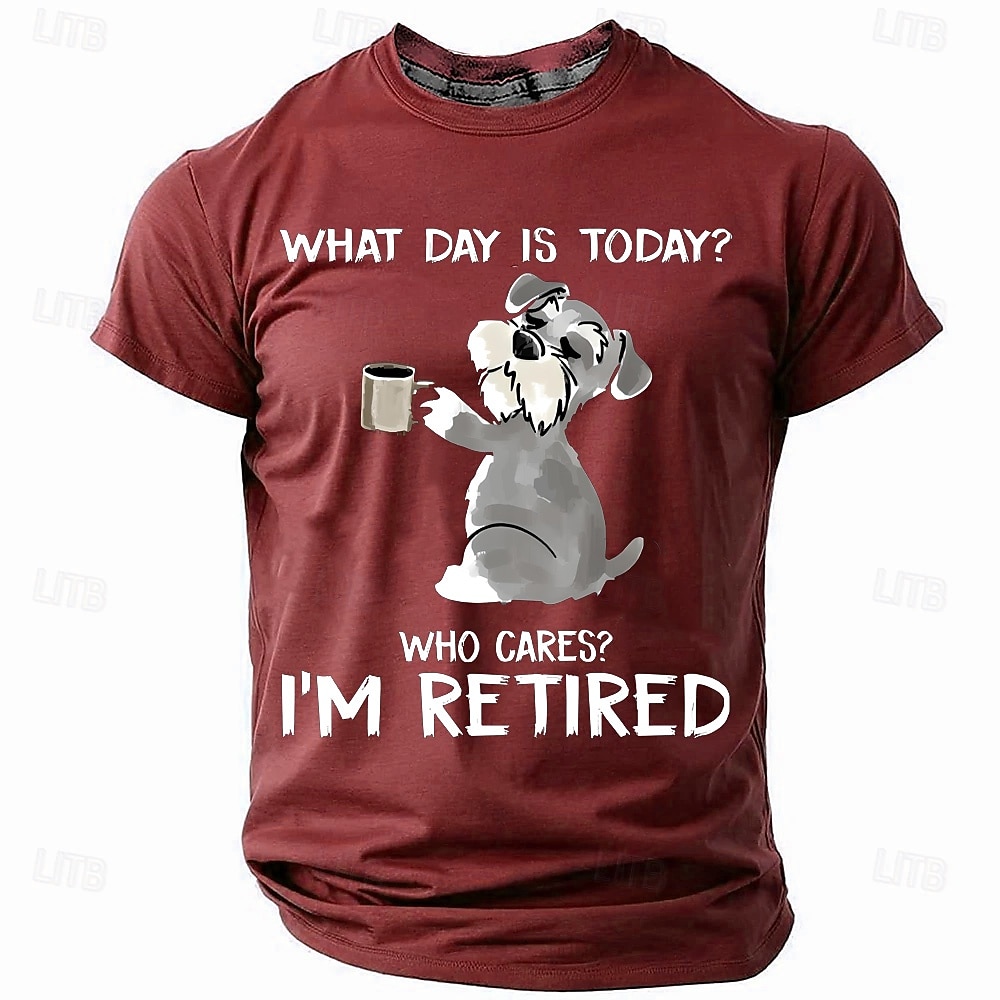 Voor heren Hond Tekst T-shirt Korte mouw T-shirt 3D-afdrukken Strakke ronde hals Overhemd Modieus Sportkleding Straat Buitensporten Zwart Rood Donkergroen Zomer Lente Kleding S M L XL XXL XXXL 2025 - $17.99 –P4