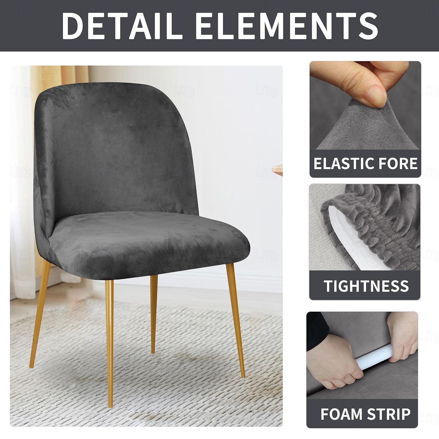 Funda para silla de comedor, tapizada en terciopelo elástico, funda para silla de comedor lateral, funda para silla de comedor con respaldo curvo en color burdeos y rojo, fundas para sillas de 2025 - $13.99 –P6