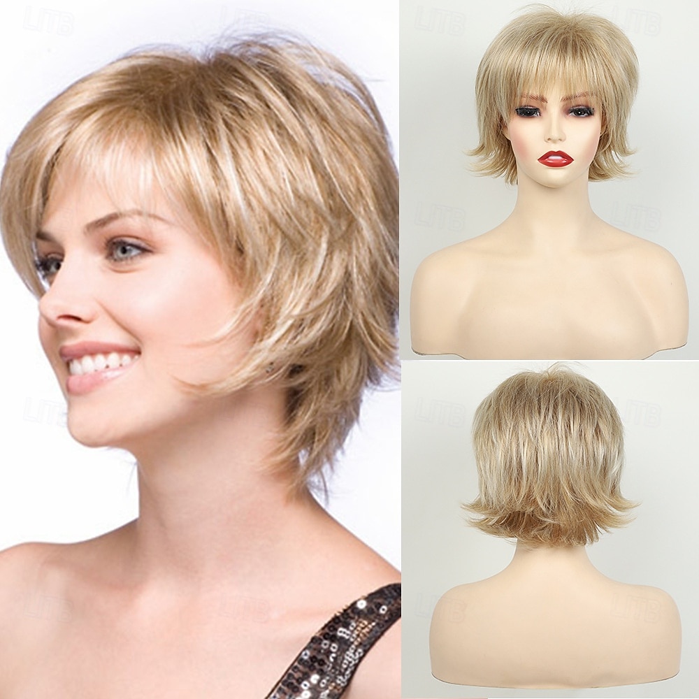 krótkie blond peruki dla kobiet peruka bob naturalna prosta peruka boczna część włosów na co dzień impreza cosplay 2025 - $20.99 –P1