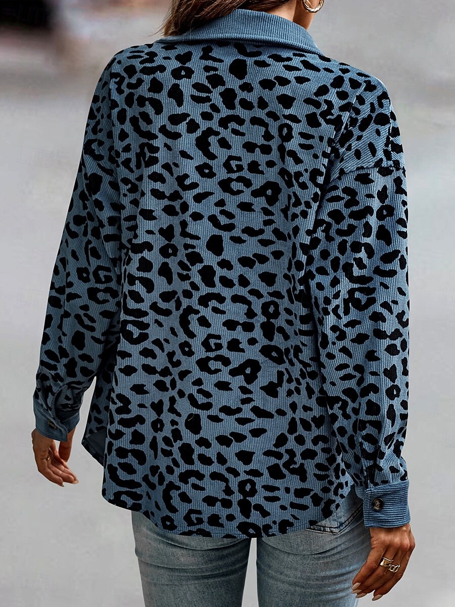Dam Vardaglig jacka Utomhus Gata Dagliga kläder Höst Vinter Normal Täcka Normal Håller värmen Andningsfunktion Stylish Ledigt Jacka Långärmad Leopard Med fickor Mönster Rodnande Rosa Blå Grön 2025 - $34.99 –P2