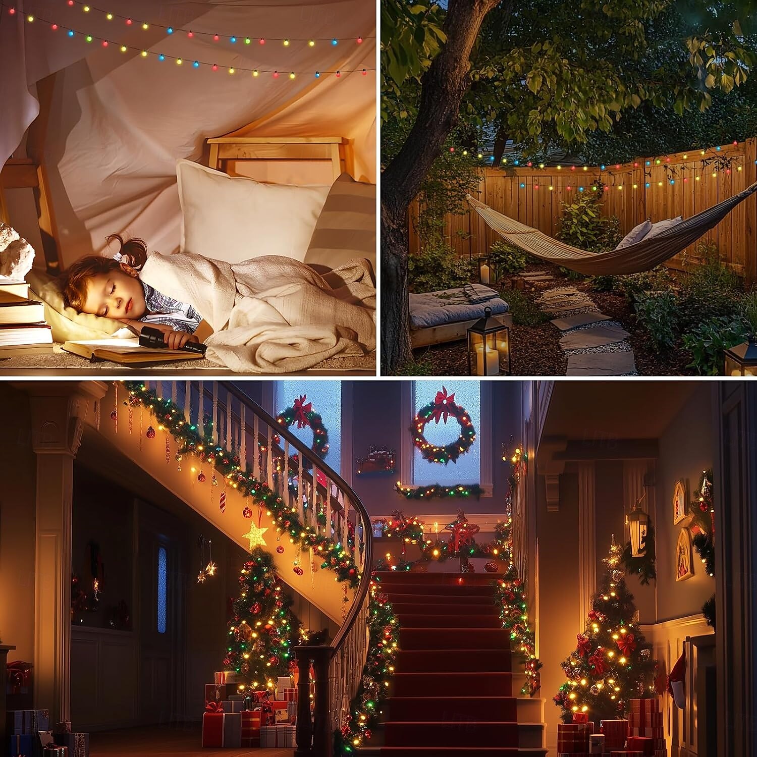 dimmbare RGB-Lichterkette für den Außenbereich, 10 m, 25 LEDs, 5 m, 50 LEDs, Farbwechsel-Lichterkette mit App &Fernbedienung, perfekt für Weihnachtsfeiern, Heimdekorationen 2025 - $23.99 –P2