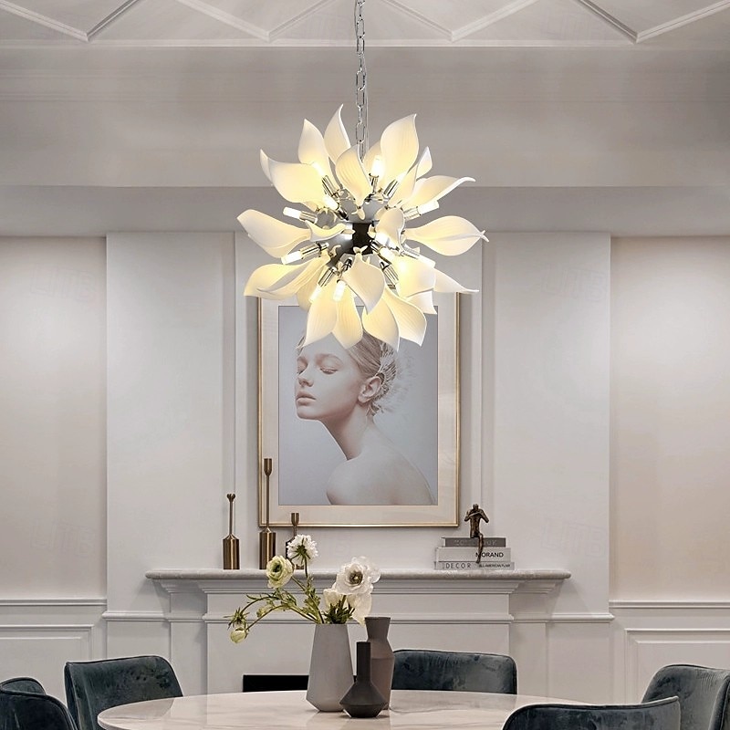 Lámpara colgante de lujo moderna para comedor, lámpara colgante de cerámica blanca para dormitorio, lámparas decorativas LED 110-240 V 2025 - $550.39 –P3