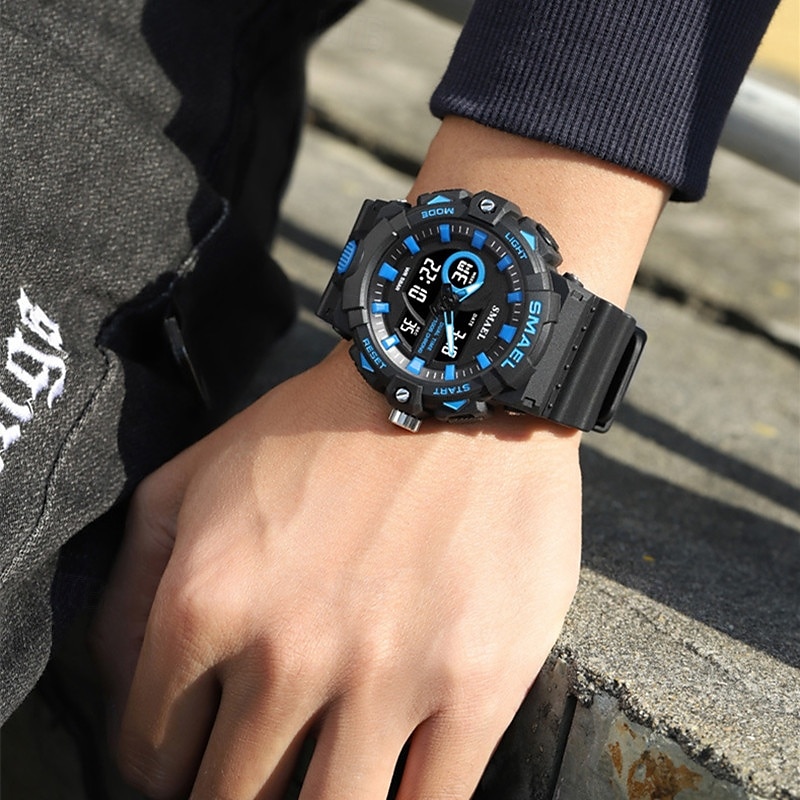 Reloj electrónico de cuarzo Smael de nueva moda para hombre, con decoración deportiva y de ocio, luz nocturna, resistente al agua, calendario, pantalla semanal, reloj despertador para hombre 2025 - $27.99 –P11