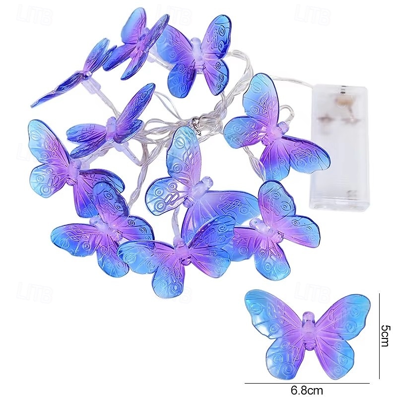 Guirlande lumineuse papillon, 1,5 m/3 m, 10/20 LED, alimentée par batterie, pour Noël en intérieur&amp;décoration extérieure de 2025 ? $13.49 –P12
