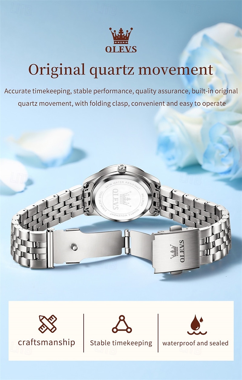 New Olevs Olevs Brand Mother's Day Gift for Women'S Trend Fashion Steel Belt Watch Calendar Luminous With Diamonds Simple Leisure Quartz Watch Waterproof Sports Versatile Wristwatch 2026 - $32.99 –P3