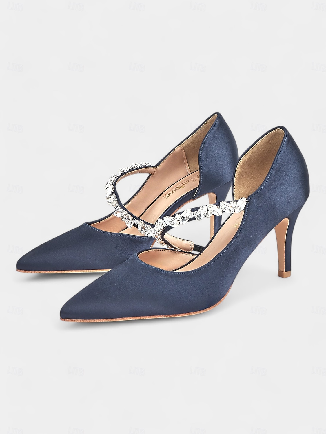 Damen-Pumps aus Satin mit Strasssteinen verziert – elegante Pumps mit spitzer Spitze für formelle Anlässe und Hochzeiten 2025 - $54.99 –P3