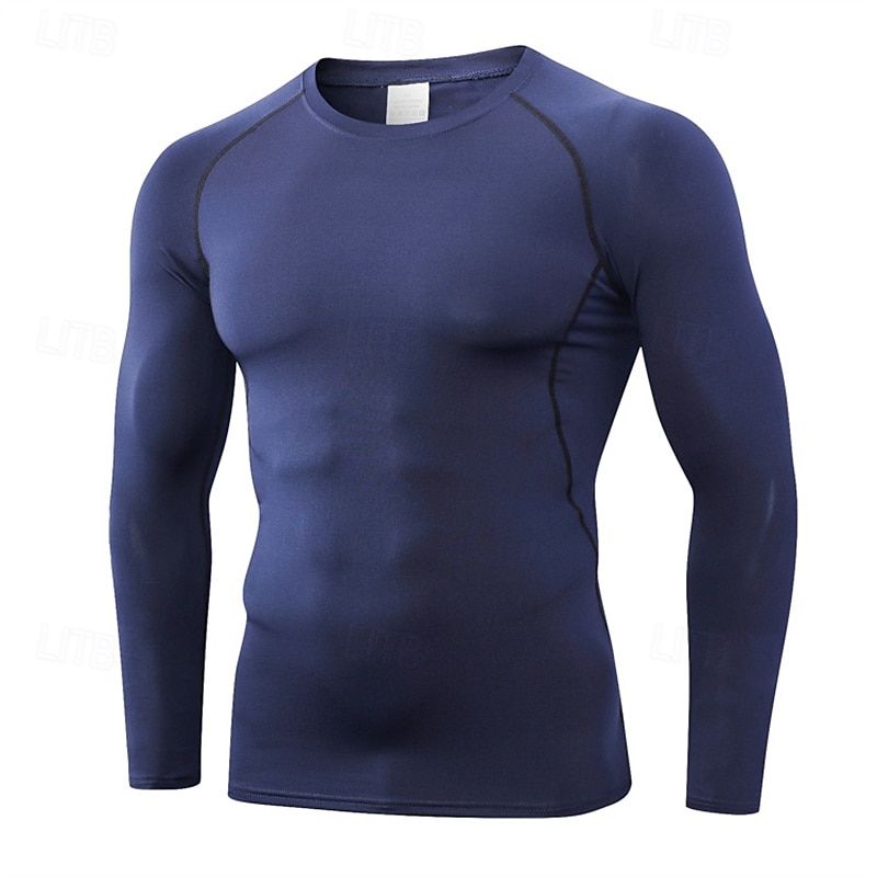 Men's Running T-Shirt Compression Shirt Long Sleeve Tee Tshirt Casual Athleisure Fall Breathable Quick Dry Gym Workout Running Walking Sportswear Activewear Solid Colored Black White Blue 2025 - $16.99 –P5