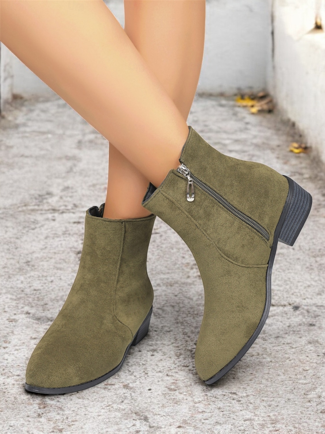 Women's Casual Faux Suede Ankle Boots with Side Zipper and Low Block Heels – Comfortable Vintage Booties for Everyday Wear 2025 - $34.99 –P6