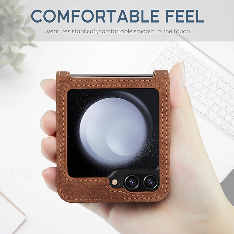 Phone Case For Z Flip 7 Z Flip 6 Z Flip 5 Z Flip 4 Z Flip 3 Back Cover with Stand Holder Card Slot Shockproof Retro TPU PU Leather 2025 - $15.99 –P6