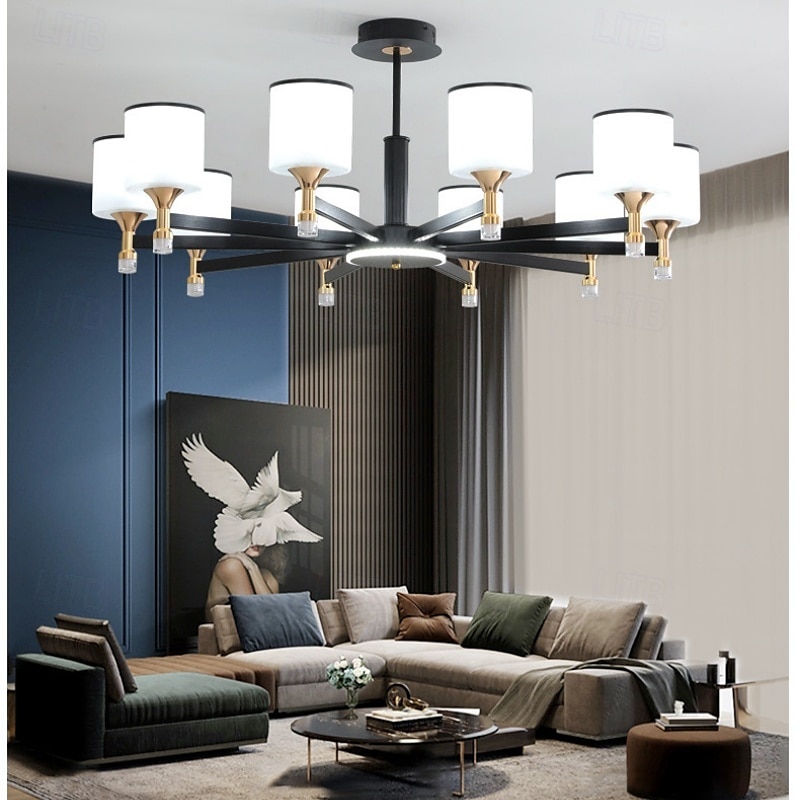 moderne lysekrone taklampe led pendellys moderne innfelt taklampe for spisestue stue svart gylden 6/8/10/15-lys 110-240v 2025 - $208.03 –P11